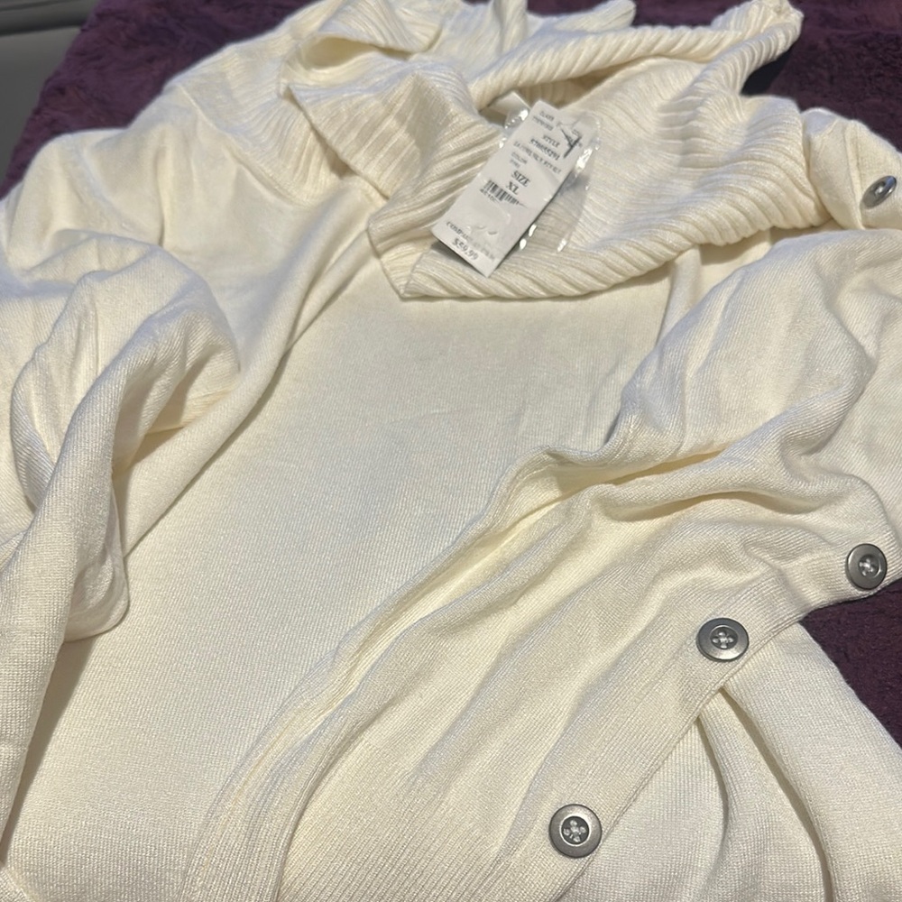 NWT White House Black Market Cream Cowl Neck Sweater Size XL - Picture 11 of 11